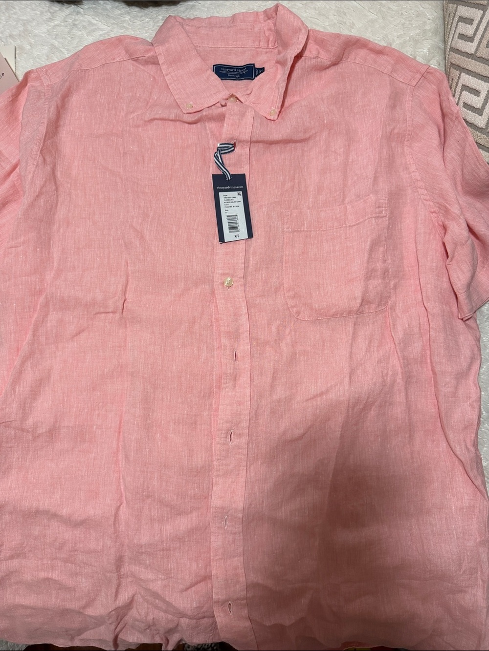 Vineyard Vines Pink Linen Button-Down Shirt